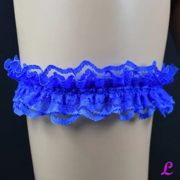 Strumpfband aus blauer Spitze