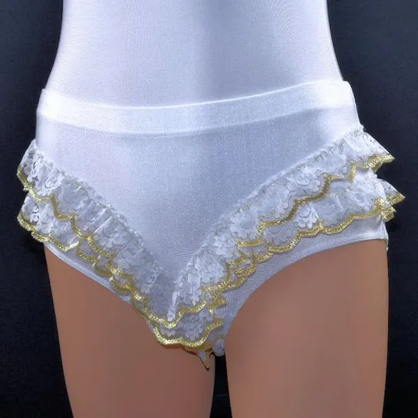 Spitzenhose weiß goldene Spitze