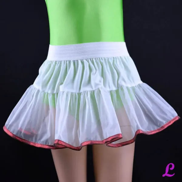 Weißer Petticoat für Karneval für Kinder. Dieser ist einlagig mit Einfass-band, Lurex rot.