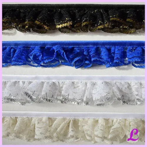 schwarz, blaue, weiß-silber spitzenrüsche schwarz, blaue, weiß-silber spitzenrüsche